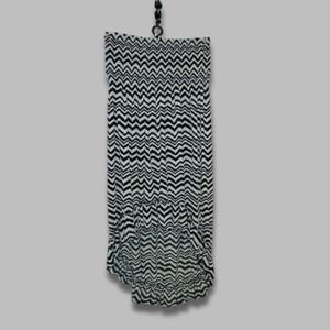 Magic Hi-Low Halter Dress Ruffled Stretchy Smocked Zigzag White/Black Women’s 3X